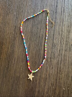 Gold Star Multicolor Beaded Necklace